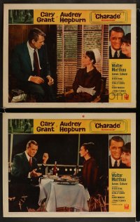 8w940 CHARADE 2 LCs 1963 Cary Grant & sexy Audrey Hepburn, expect the unexpected!