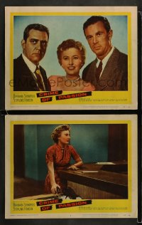 8w944 CRIME OF PASSION 2 LCs 1957 sexy Barbara Stanwyck, Sterling Hayden, Raymond Burr!