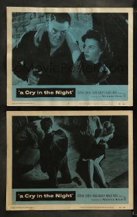 8w947 CRY IN THE NIGHT 2 LCs 1956 how did nice 18 year-old Natalie Wood fall so far!
