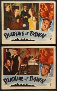 8w949 DEADLINE AT DAWN 2 LCs 1946 Susan Hayward, Joseph Calleia & Jerome Cowan, Cornel Woolrich!