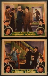 8w956 FIGHTING COWARD 2 LCs 1936 Ray Walker, Joan Woodbury, cool crime images!