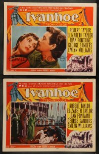 8w961 IVANHOE 2 LCs 1952 pretty Elizabeth Taylor, Robert Taylor & George Sanders!