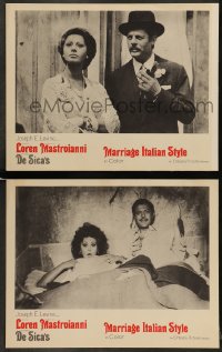 8w969 MARRIAGE ITALIAN STYLE 2 LCs 1965 Matrimonio all'Italiana, Sophia Loren, Marcello Mastroianni!