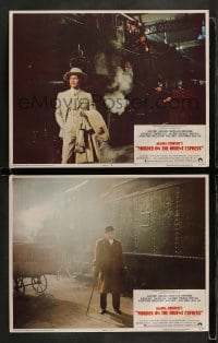 8w970 MURDER ON THE ORIENT EXPRESS 2 LCs 1974 Agatha Christie, Albert Finney as Poirot, York!