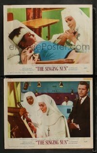 8w985 SINGING NUN 2 LCs 1966 great images of Debbie Reynolds in nun's habit, Ricardo Montalban!