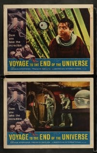 8w997 VOYAGE TO THE END OF THE UNIVERSE 2 LCs 1964 AIP, Ikarie XB 1, outer space sci-fi border art!