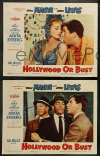 8w754 HOLLYWOOD OR BUST 6 LCs 1956 Dean Martin & Jerry Lewis, Anita Ekberg, Crowley!