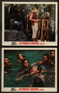 8w762 LT. ROBIN CRUSOE, U.S.N. 6 LCs 1966 Disney, castaway Dick Van Dyke w/ wacky chimp!