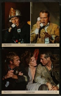 8w882 TOWERING INFERNO 4 color 11x14 stills 1974 Fire Chief Steve McQueen & Newman, fire fighting!