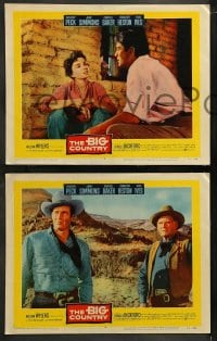 8w821 BIG COUNTRY 4 LCs 1958 Gregory Peck, Simmons, Baker, Ives, Connors, William Wyler!