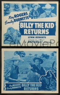 8w822 BILLY THE KID RETURNS 4 LCs R1948 Roy Rogers, Trigger, Smiley Burnette!