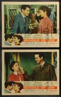 8w116 BUNDLE OF JOY 8 LCs 1957 Debbie Reynolds, Eddie Fisher, Adolphe Menjou, Tommy Noonan!