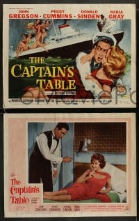8w126 CAPTAIN'S TABLE 8 LCs 1960 John Gregson & sexy Peggy Cummins on ocean cruise!