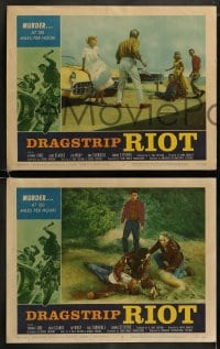 8w742 DRAGSTRIP RIOT 6 LCs 1958 youth gone wild, classic biker gang border artwork!