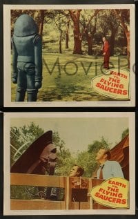 8w791 EARTH VS. THE FLYING SAUCERS 5 LCs 1956 Harryhausen sci-fi classic, cool alien images!