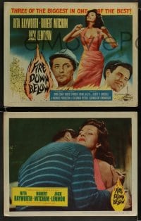 8w223 FIRE DOWN BELOW 8 LCs 1957 great images of sexy Rita Hayworth, Robert Mitchum & Jack Lemmon!