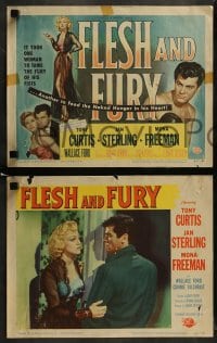 8w230 FLESH & FURY 8 LCs 1952 boxer Tony Curtis, Jan Sterling, Mona Freeman, boxing love triangle!