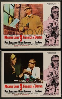 8w242 FUNERAL IN BERLIN 8 LCs 1967 cool border art of Michael Caine w/gun, directed by Guy Hamilton!