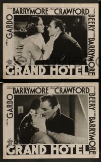8w793 GRAND HOTEL 5 LCs R1950s Garbo, John & Lionel Barrymore, Crawford, Beery, different!