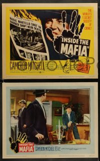 8w332 INSIDE THE MAFIA 8 LCs 1959 Cameron Mitchell vs gangdom, Robert Strauss!