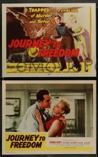 8w347 JOURNEY TO FREEDOM 8 LCs 1957 Jacques Scott, Genevieve Aumont, trapped in living hell!