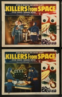 8w851 KILLERS FROM SPACE 4 LCs 1954 bulb-eyed men invade Earth from flying saucers, cool border art!