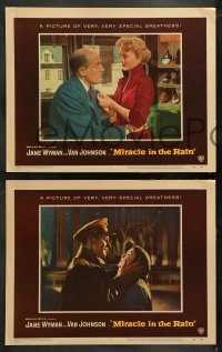 8w416 MIRACLE IN THE RAIN 8 LCs 1956 pretty Jane Wyman, Van Johnson, Peggie Castle, Fred Clark!