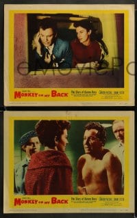 8w720 MONKEY ON MY BACK 7 LCs 1957 Cameron Mitchell chooses a woman over dope, Dianne Foster!