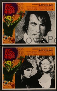 8w442 NIGHT OF THE BLOOD MONSTER 8 LCs 1972 Jess Franco, wacky border art beast & sexy girl!