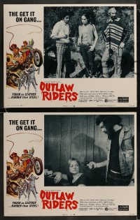 8w461 OUTLAW RIDERS 8 LCs 1971 great border art of wacky bikers, tough as leather, harder than steel