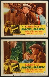 8w502 RAGE AT DAWN 8 LCs 1955 outlaw hunter Randolph Scott in action, pretty Mala Powers!