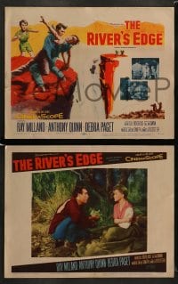 8w515 RIVER'S EDGE 8 LCs 1957 Ray Milland & Anthony Quinn, Debra Paget, w/ cool TC fighting art!