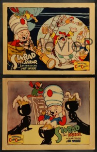 8w001 SINBAD THE SAILOR complete set of 4 LCs 1935 great Ub Iwerks art, ComiColor cartoon, rare!