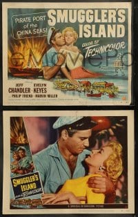8w554 SMUGGLER'S ISLAND 8 LCs 1951 Jeff Chandler, Evelyn Keyes, Pirate Port of China Seas!