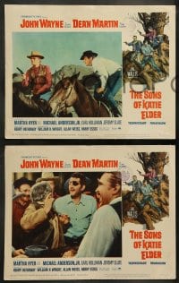8w920 SONS OF KATIE ELDER 3 LCs 1965 cool images of cowboys John Wayne & Dean Martin, w/ Martha Hyer