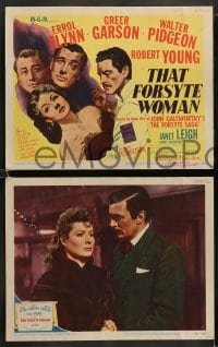 8w607 THAT FORSYTE WOMAN 8 LCs 1949 Errol Flynn, Greer Garson & Walter Pidgeon in love triangle!