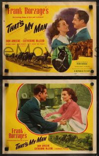 8w609 THAT'S MY MAN 8 LCs 1947 Don Ameche, Catherine McLeod, w/ wonderful horse racing tc artwork!