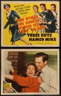 8w616 THREE GUYS NAMED MIKE 8 LCs 1951 Jane Wyman, Howard Keel, Barry Sullivan, Van Johnson