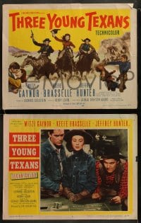 8w618 THREE YOUNG TEXANS 8 LCs 1954 sexy Mitzi Gaynor, Keefe Brasselle & Jeff Hunter!