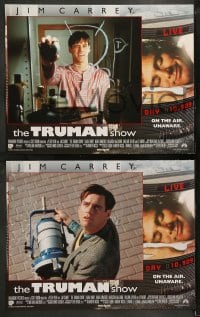 8w643 TRUMAN SHOW 8 LCs 1998 great images of Jim Carrey, Ed Harris, directed by Peter Weir!