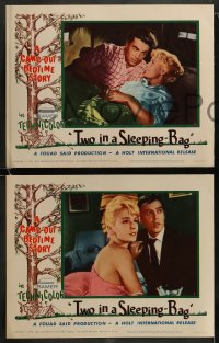 8w645 TWO IN A SLEEPING-BAG 8 LCs 1964 German camp-out romance, Susanne Cramer, Claus Biederstaedt!