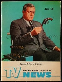 8x103 TV NEWS magazine June 1, 1968 great portrait of Raymond Burr in wheelchair from Ironside!