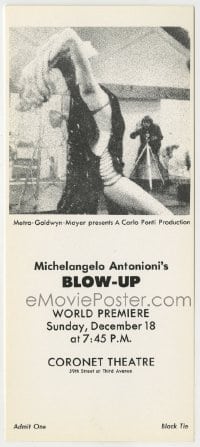 8x008 BLOW-UP 4x9 world premiere ticket 1967 Michelangelo Antonioni, David Hemmings, sexy Verushka!
