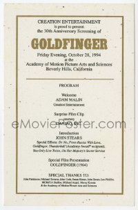 8x047 GOLDFINGER 6x9 program card R1994 AMPAS 30th anniversary screening of this James Bond movie!