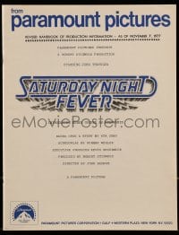 8x872 SATURDAY NIGHT FEVER presskit 1977 does not include stills or a folder, only 8 supplements!