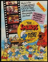 8x409 SMURFS & THE MAGIC FLUTE souvenir program book 1983 feature cartoon, great images!
