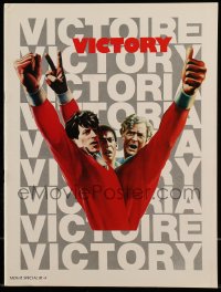 8x438 VICTORY souvenir program book 1981 John Huston, Jarvis art of Stallone, Caine & Pele, soccer!
