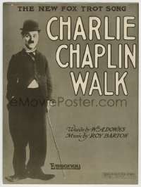 8x226 CHARLIE CHAPLIN WALK 10x14 sheet music 1915 great image of the great comedian in tramp suit!
