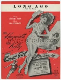 8x228 COVER GIRL sheet music 1944 sexy full-length Rita Hayworth, Long Ago and Far Away!