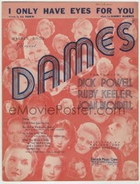 8x229 DAMES sheet music 1934 Keeler, Powell, Blondell, Busby Berkeley, I Only Have Eyes For You!